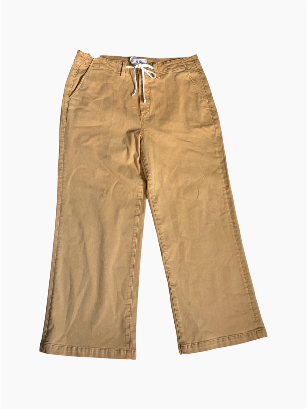 PAIGE Size 31 Mustard Yellow Drawstring Wide Leg Cropped Jeans Denim
